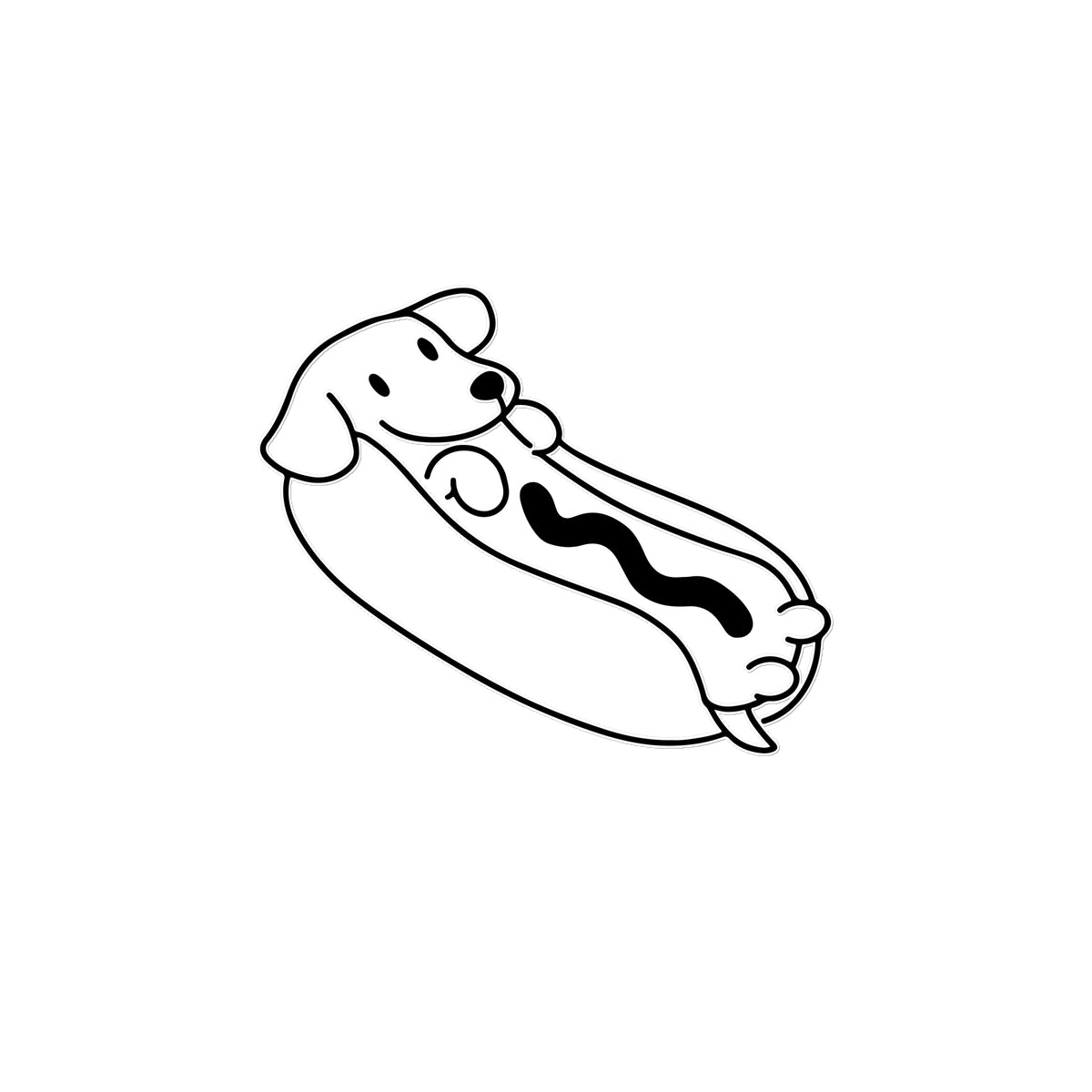 Dog in Hot Dog Temporary Tattoo