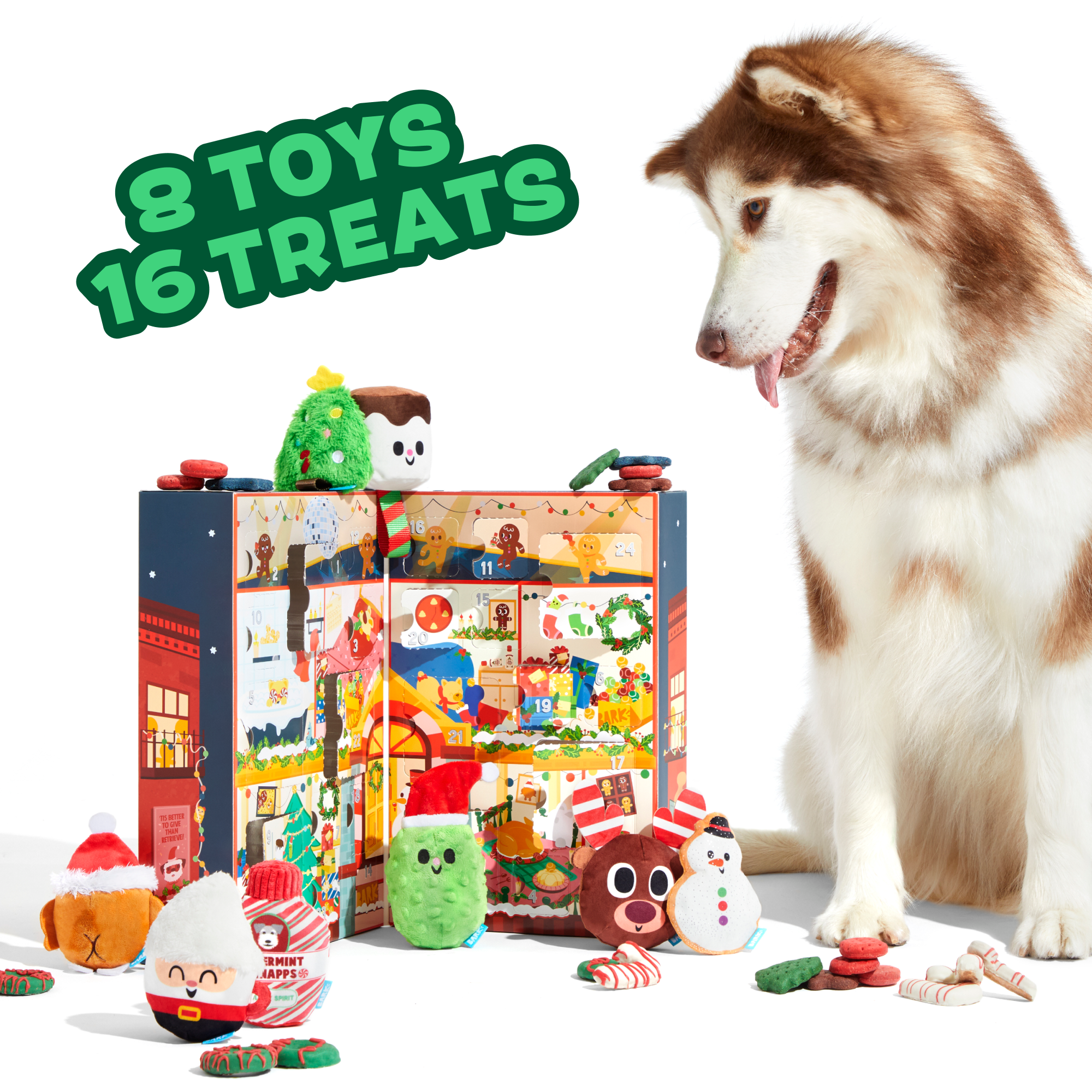 dog advent calendar of 8 toys 16 treats