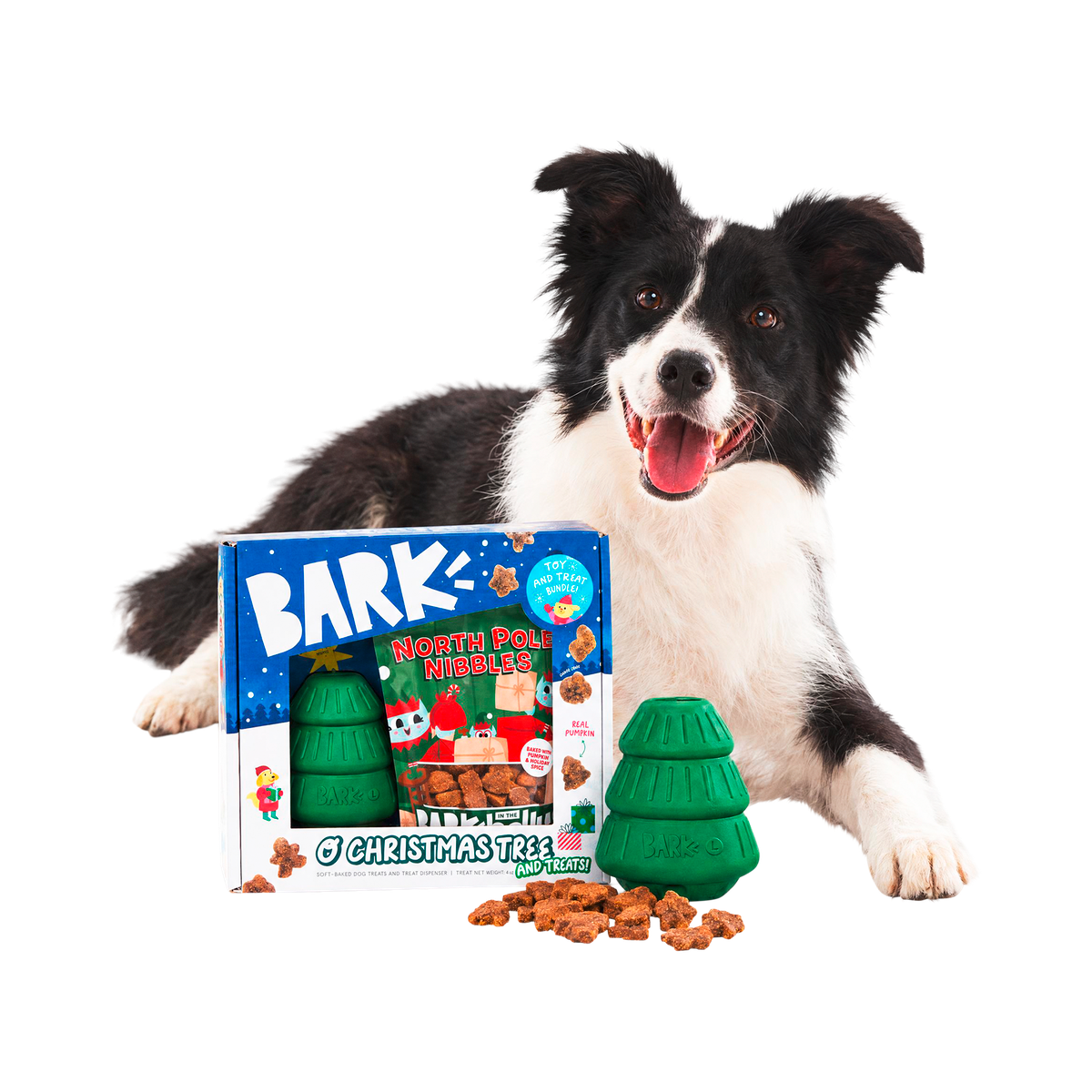 O'Christmas Tree Dog Toy and Dog Treat Bundle