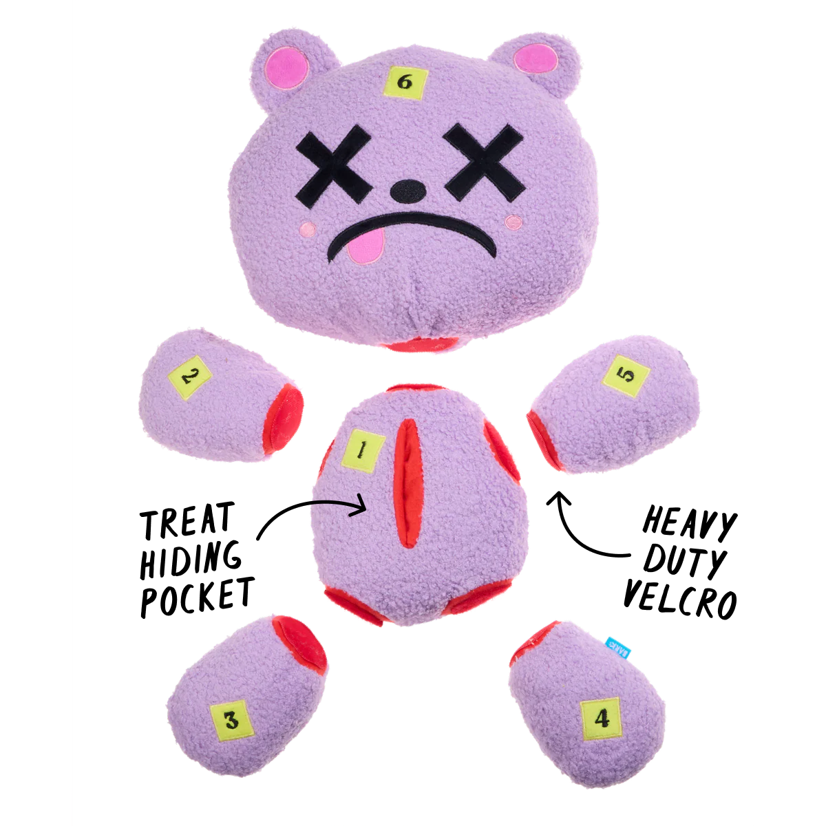 Deady Bear Plush Extra-Large Multi-Part + Enrichment Dog Toy