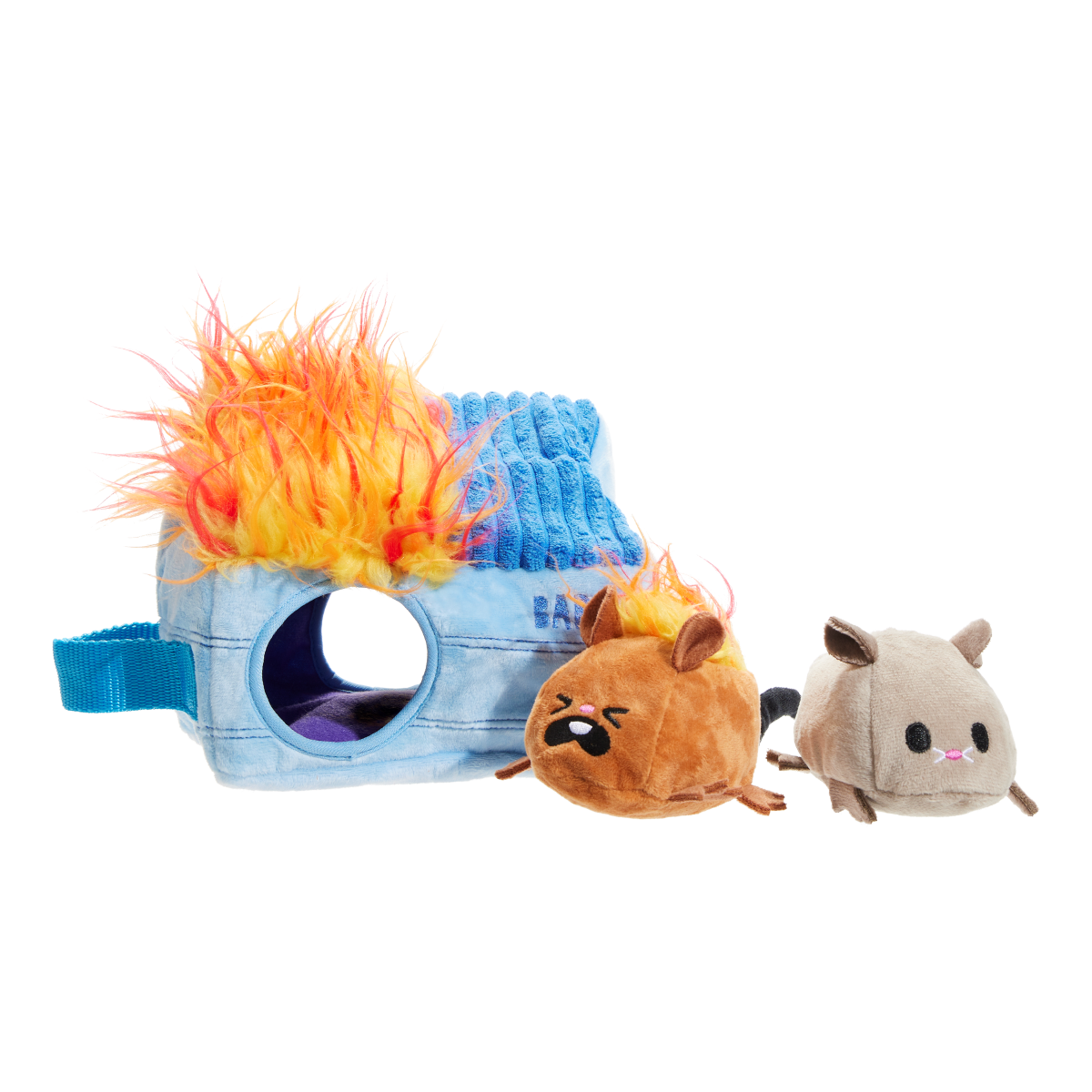 Barkさま Hide n' Squeak Dumpster Fire Plush Multi-Part + Enrichment Dog Toy