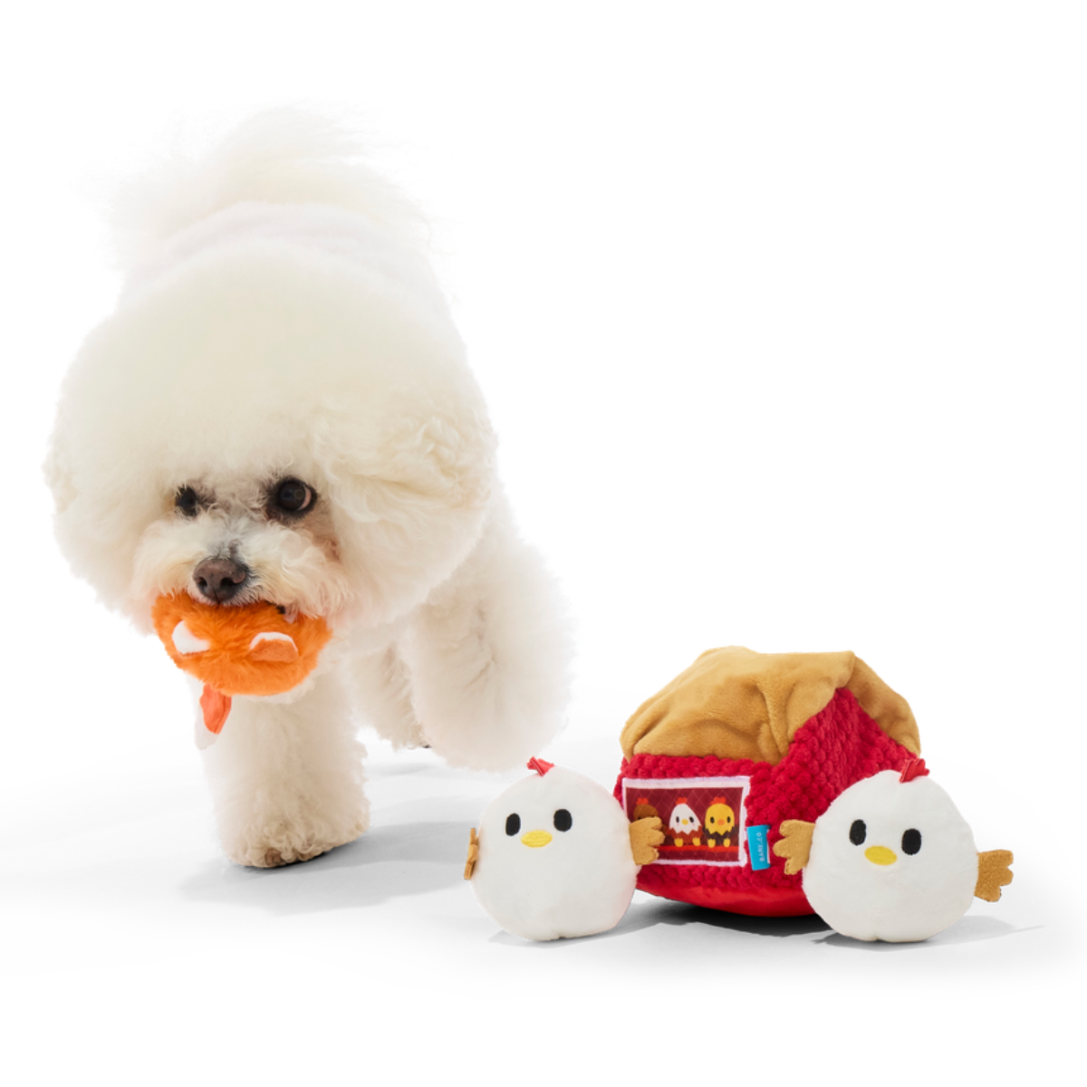 Hen Party Plush Multi-Part + Enrichment Dog Toy