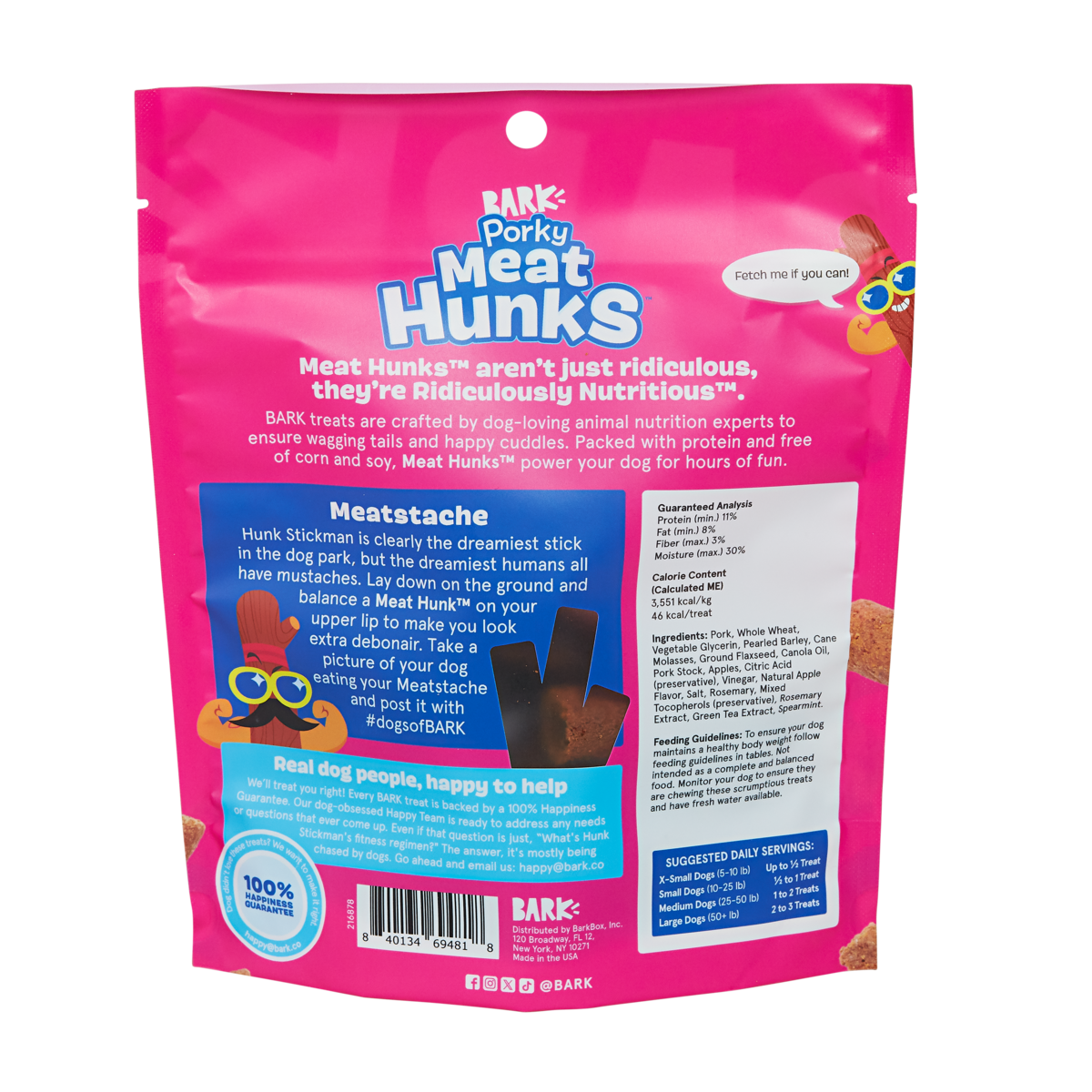Porky Meat Hunks Dog Treats, 4 oz
