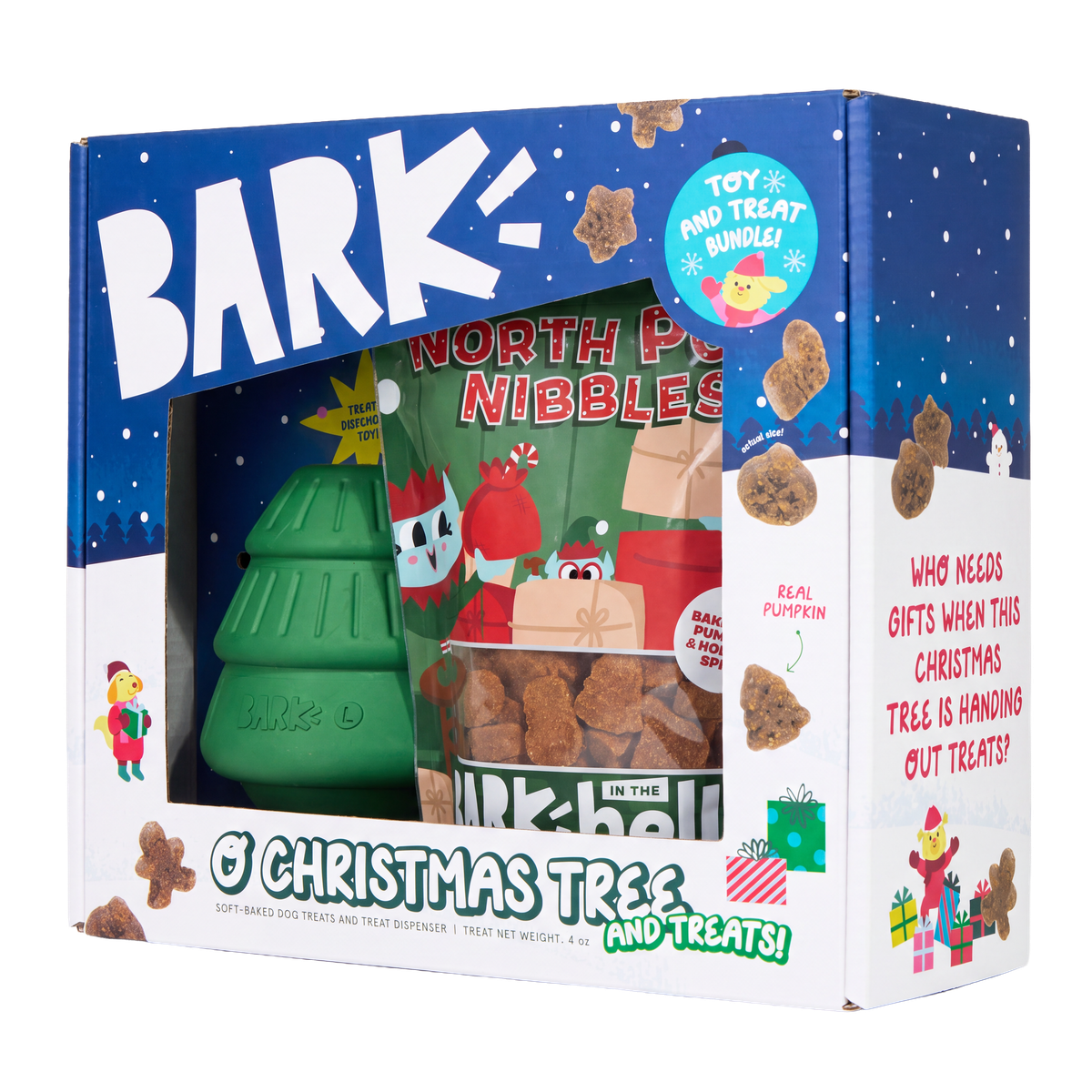 O'Christmas Tree Dog Toy and Dog Treat Bundle