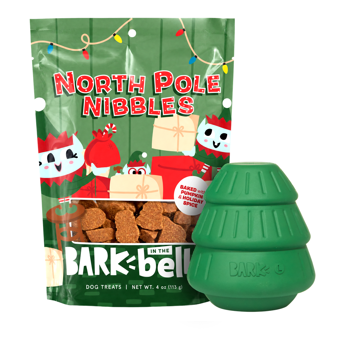 O'Christmas Tree Dog Toy and Dog Treat Bundle