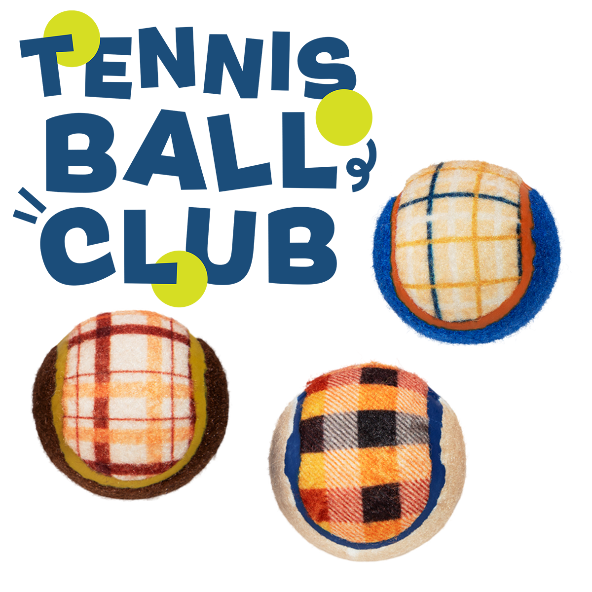 Tennis Ball Club, 3 Squeaky Monthly Tennis Ball Dog Toys