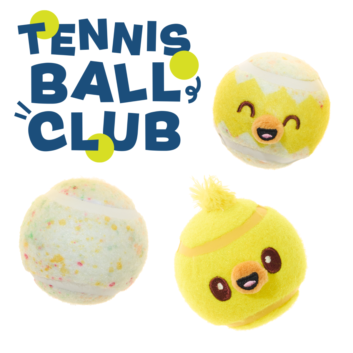 Tennis Ball Club, 3 Squeaky Monthly Tennis Ball Dog Toys