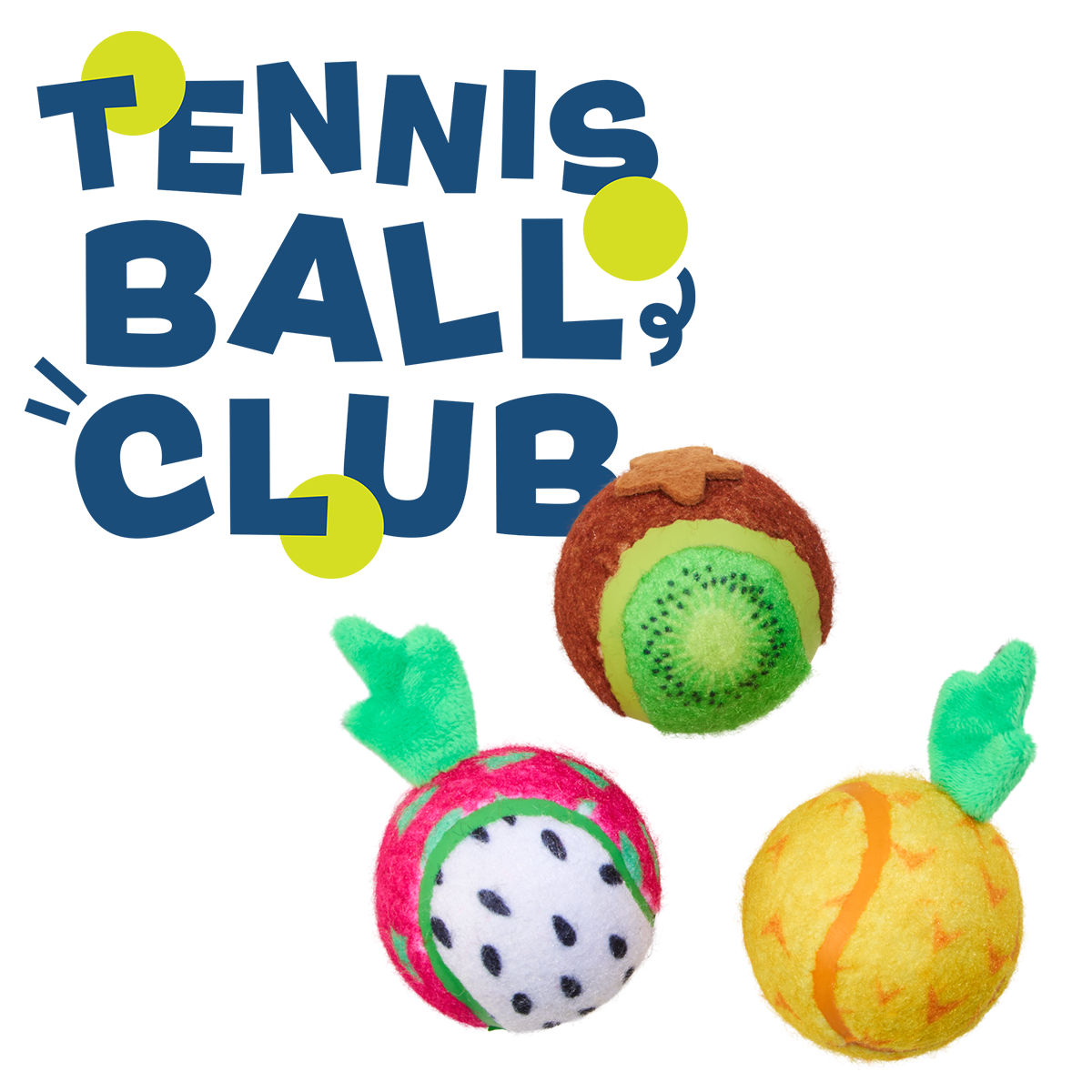 Tennis Ball Club, 3 Squeaky Monthly Tennis Ball Dog Toys