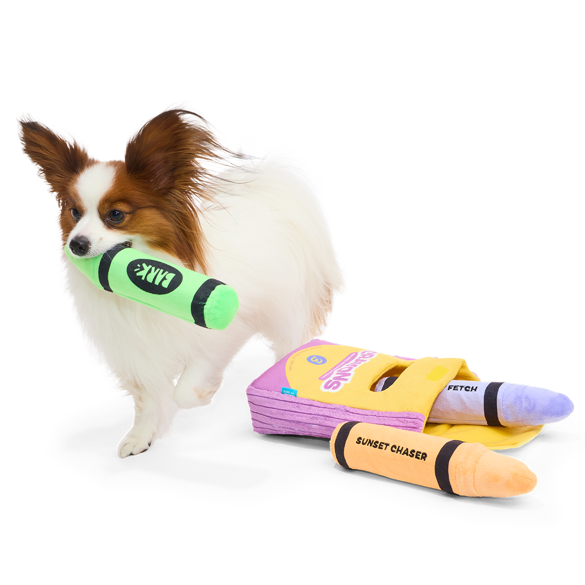 Playola Crayons Plush Extra-Large + Multi-Part + Enrichment Dog Toy
