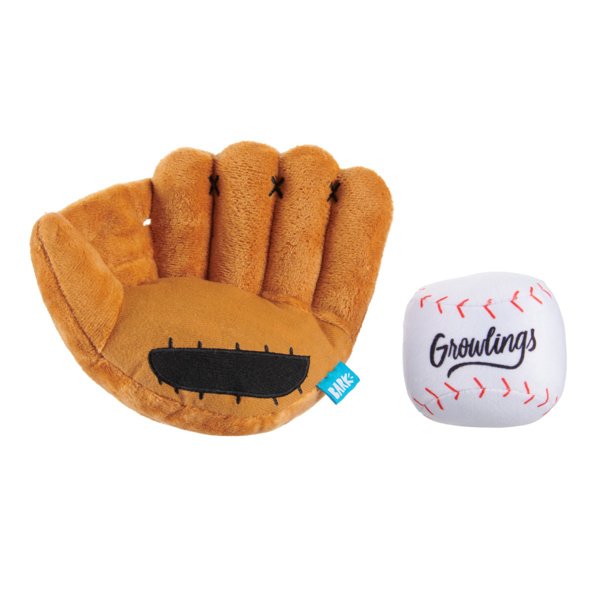 Growlings Baseball Glove Plush Multi-Part + Fetch Dog Toy