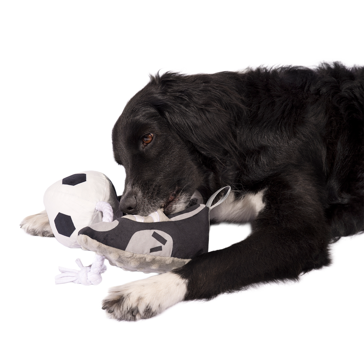World Pup Cleat Plush Tug + Enrichment Dog Toy