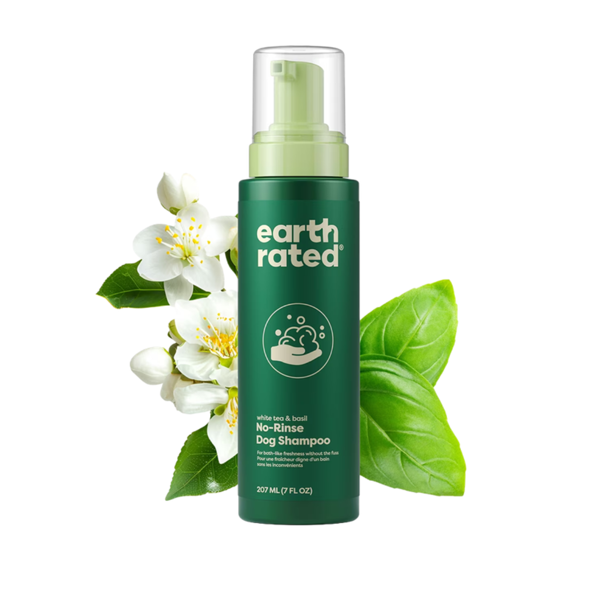 Earth Rated® No-Rinse Foaming Dog Shampoo, White Tea & Basil Scent, 7 oz