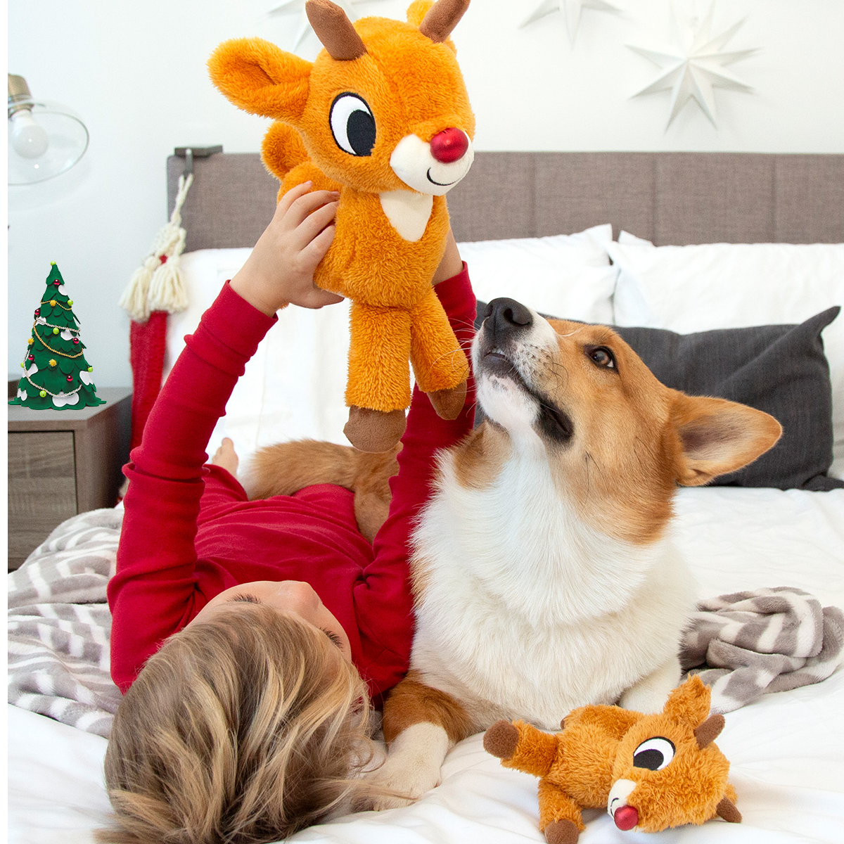 Runnin' Rudolph® Plush Multi-Part Kid + Dog Toy Bundle