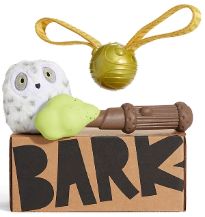 Box of dog treats and snacks labeled 'BARK.'