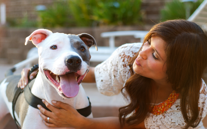 girl with her pitbull