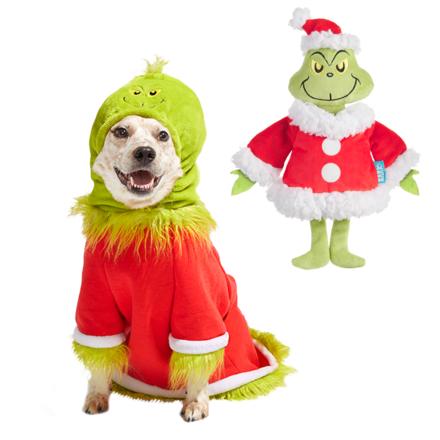 Grouchy Slouchy Grinch Costume & Toy Bundle