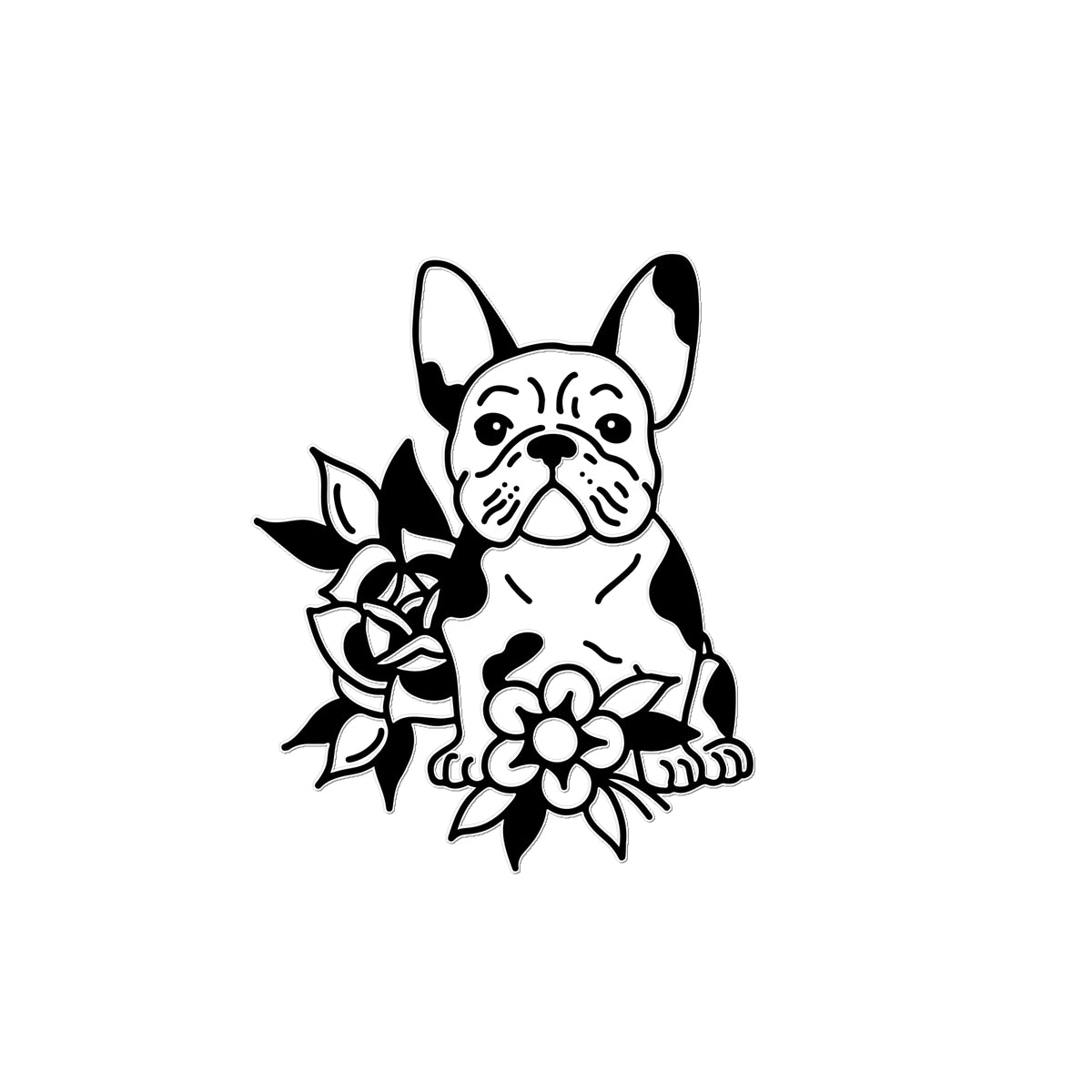 Dog Flowers Temporary Tattoo