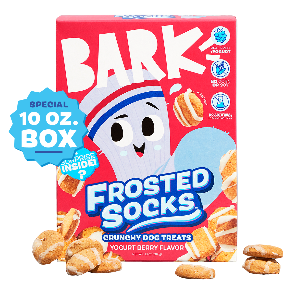 Frosted Socks - Crunchy Dog Treats - Yogurt Berry Flavor