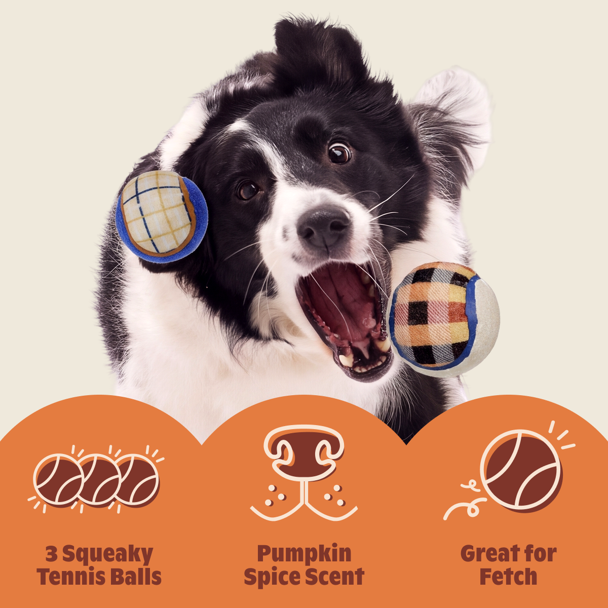 Tennis Ball Club, 3 Squeaky Monthly Tennis Ball Dog Toys