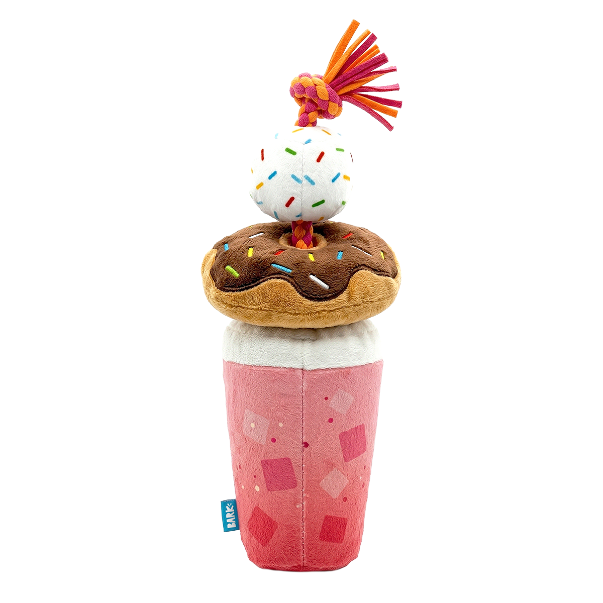 Dunkin'® Strawberry Dragonfruit Refresher & Donuts Plush Tug Dog Toy