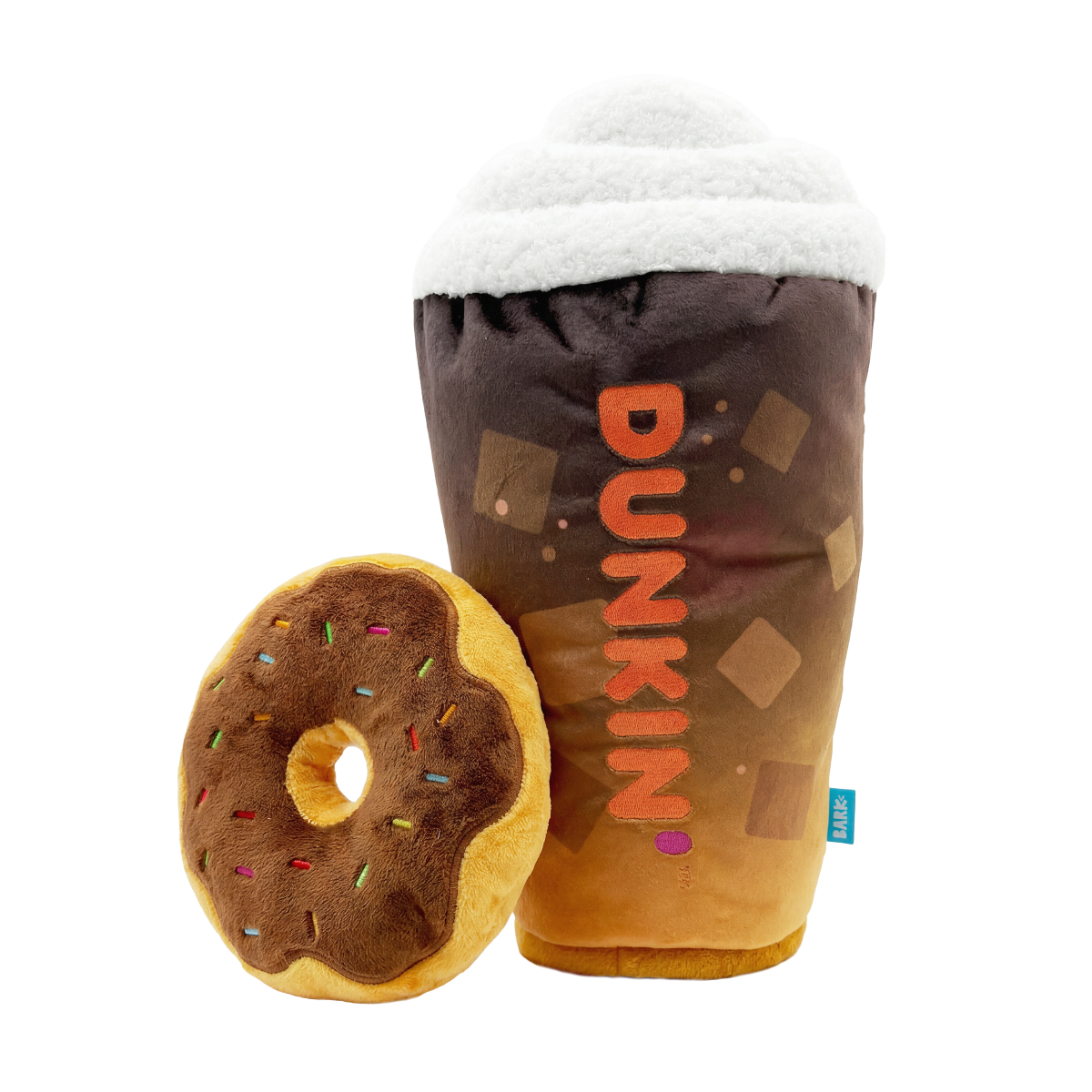 Dunkin'® Iced Signature Latte & Chocolate Frosted Sprinkles Donut Plush Extra-Large Dog Toy