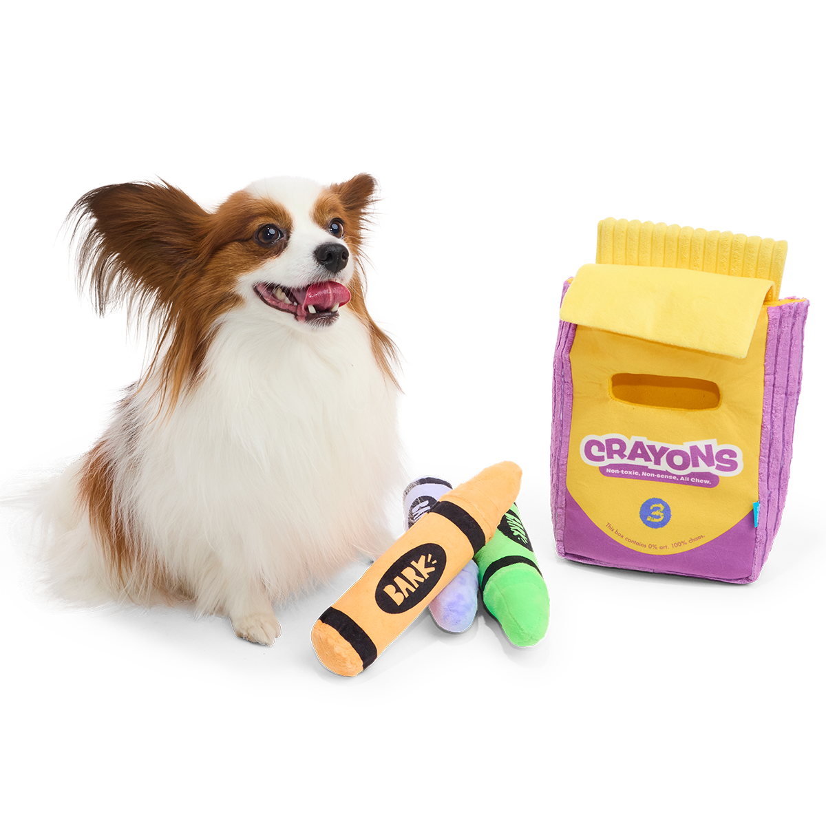 Playola Crayons Plush Extra-Large + Multi-Part + Enrichment Dog Toy