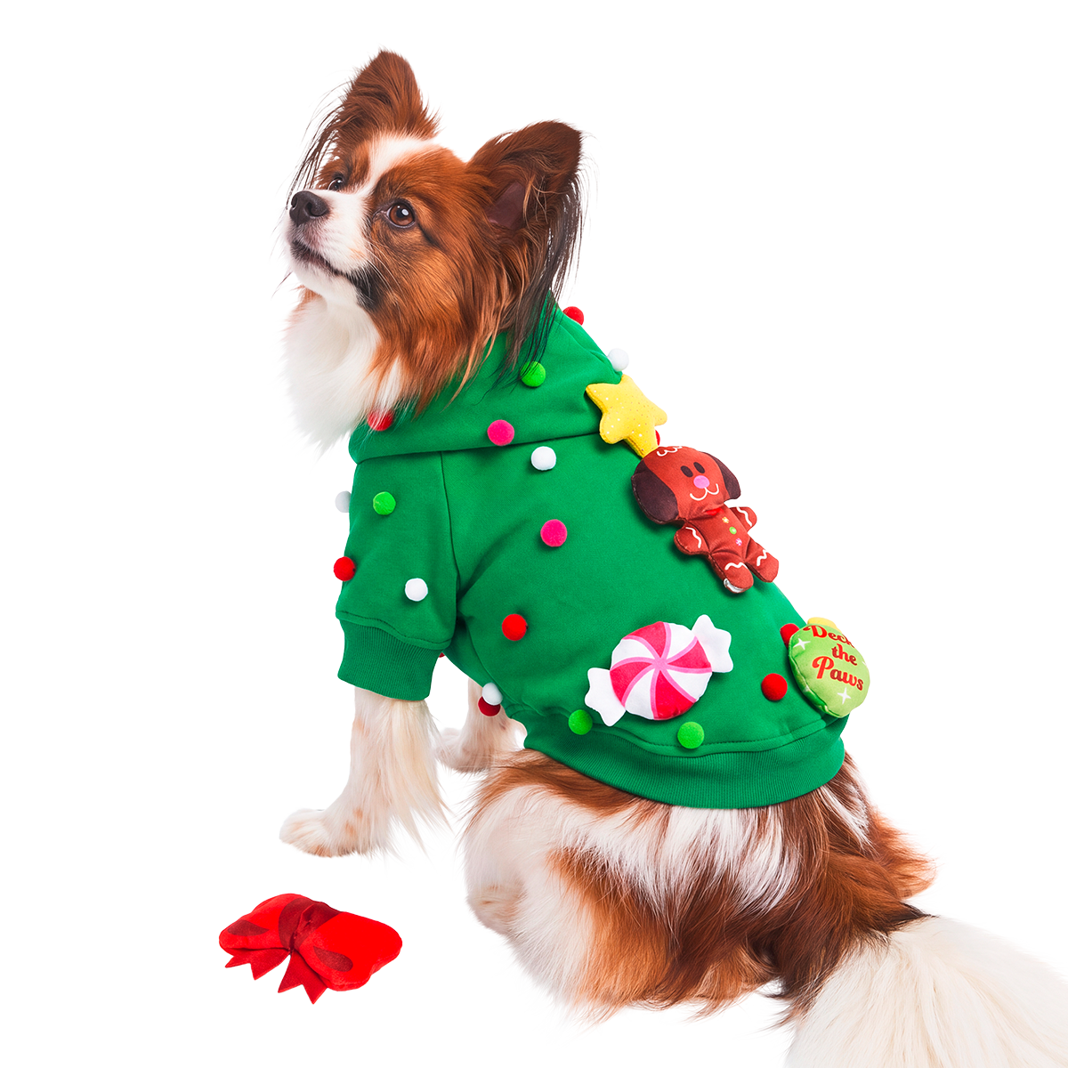 Deck the Paws Dog Hoodie + 4 Plush Dog Toys