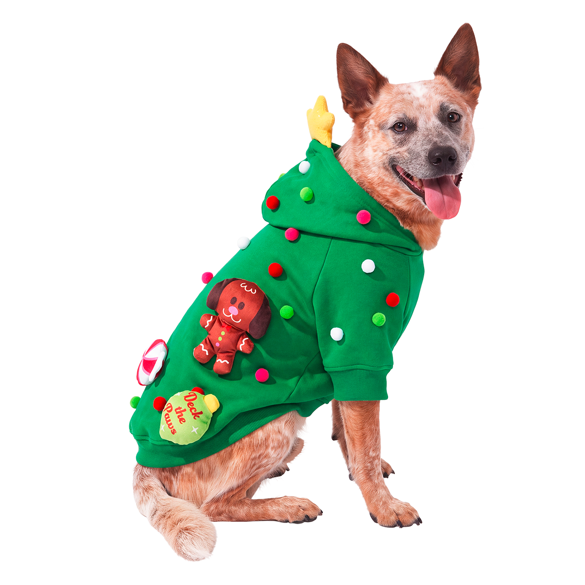 Deck the Paws Dog Hoodie + 4 Plush Dog Toys