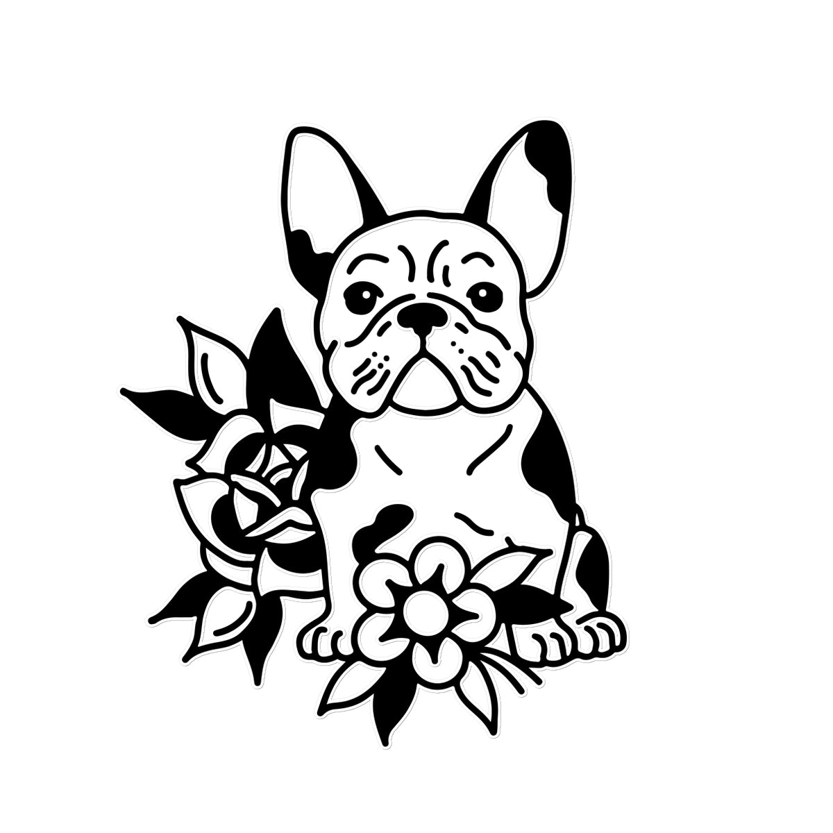 Dog Flowers Temporary Tattoo