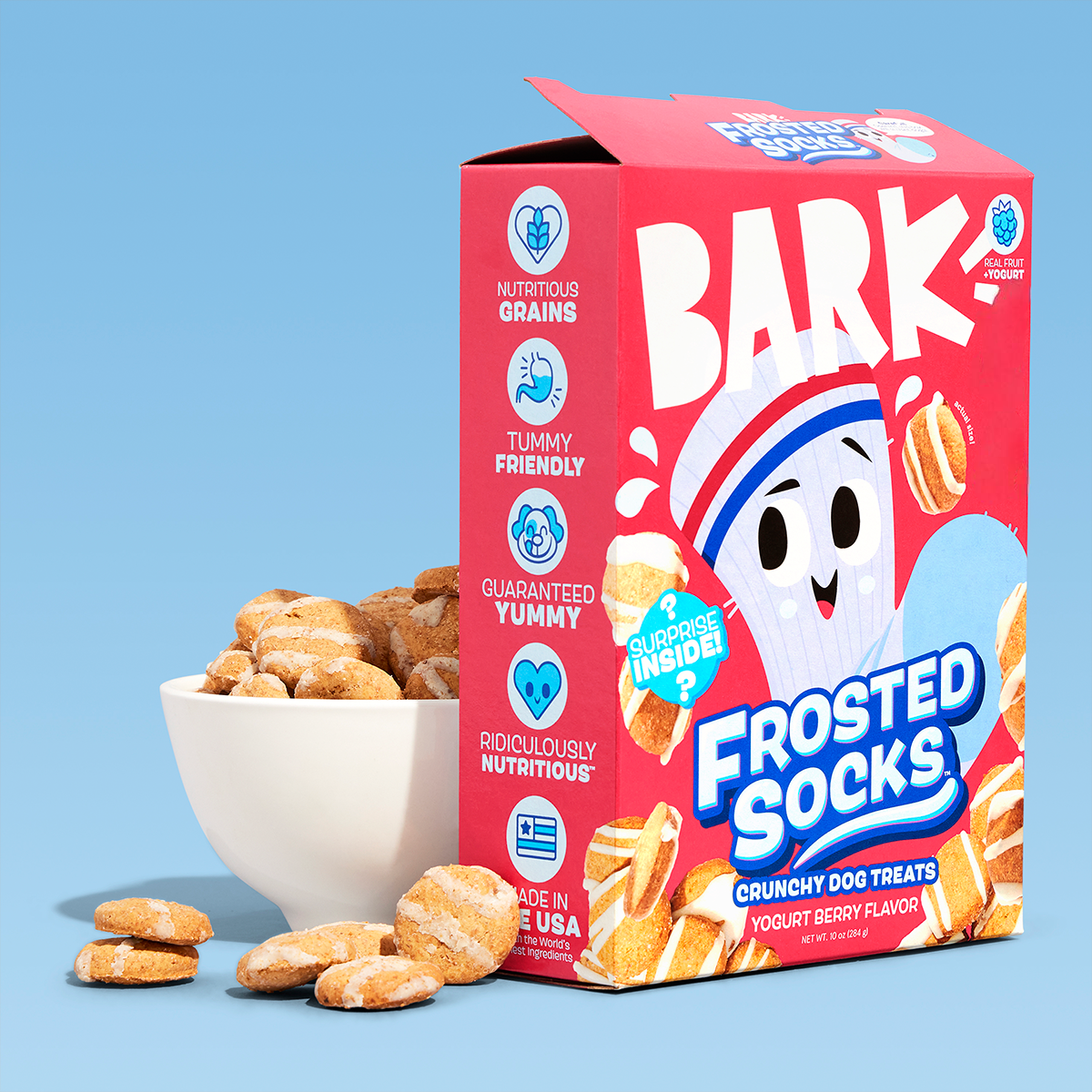 Frosted Socks ™ Crunchy Dog Treats - Yogurt Berry Flavor