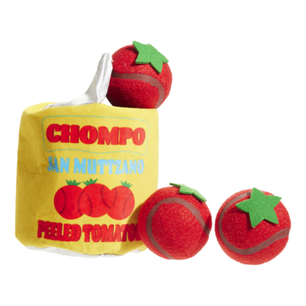 San Muttzano Tomatoes Plush + Squeaky Tennis Balls + Enrichment +