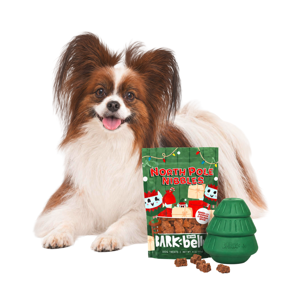 O'Christmas Tree Dog Toy and Dog Treat Bundle