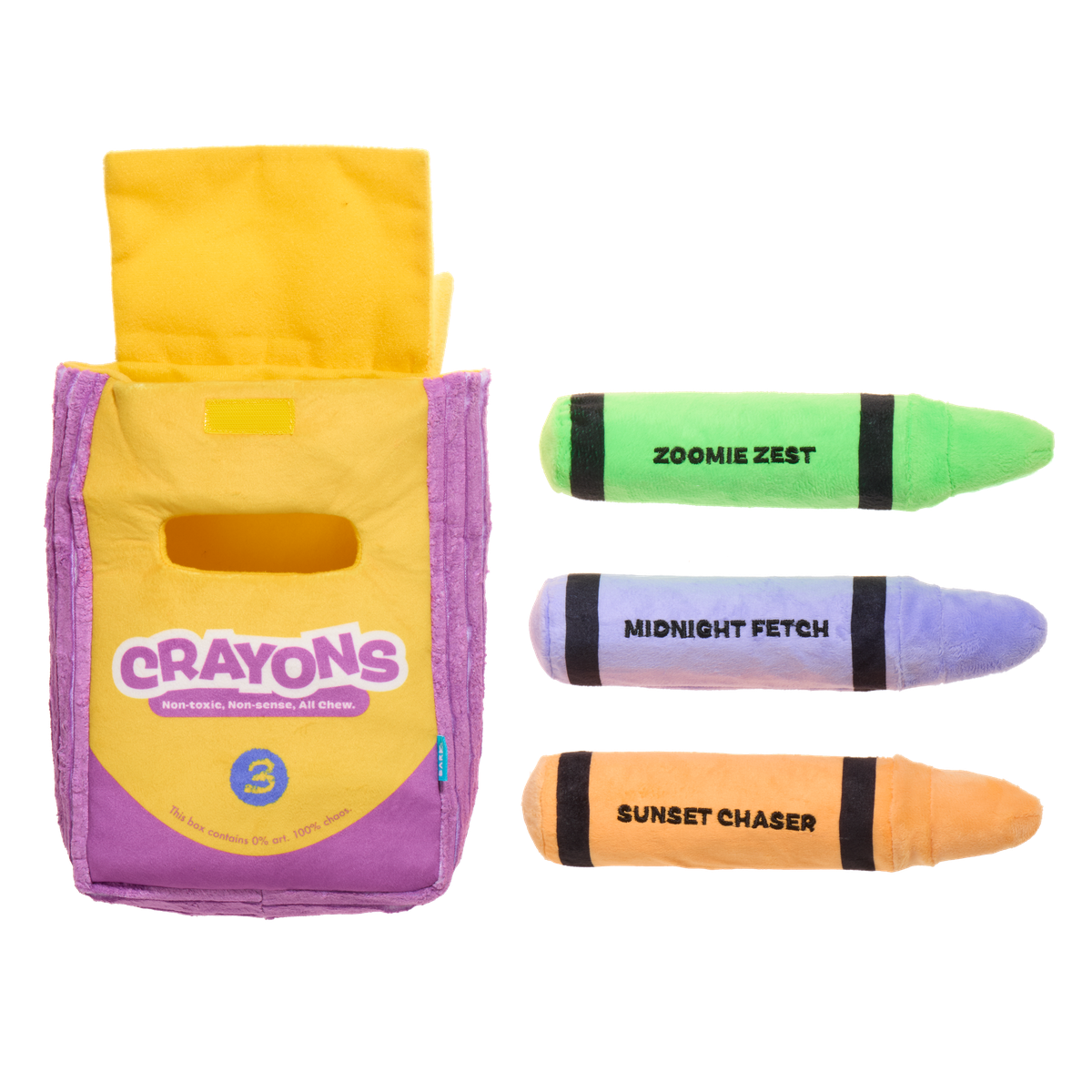 Playola Crayons Plush Extra-Large + Multi-Part + Enrichment Dog Toy
