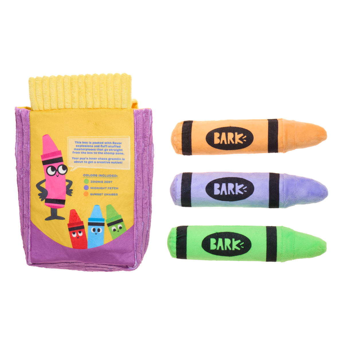 Playola Crayons Plush Extra-Large + Multi-Part + Enrichment Dog Toy