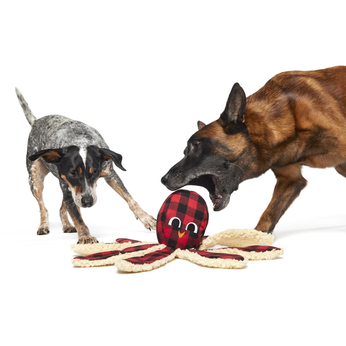 Plaid Ollie the Octopus Whip-n-Flip Plush Dog Toy