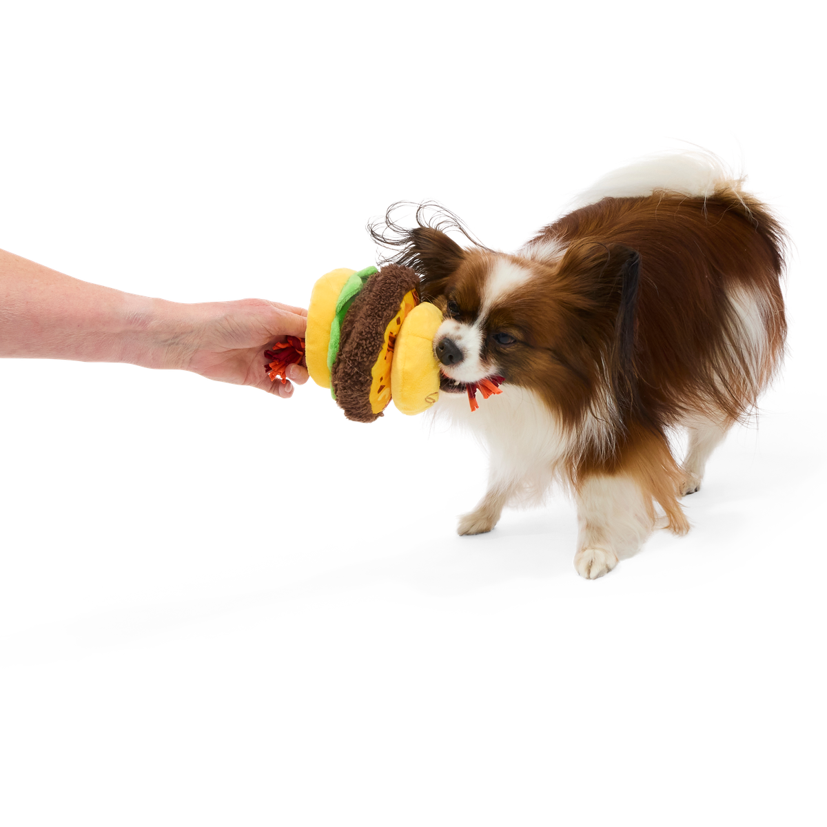 Barkin' Cheese Burger Plush Tug Dog Toy