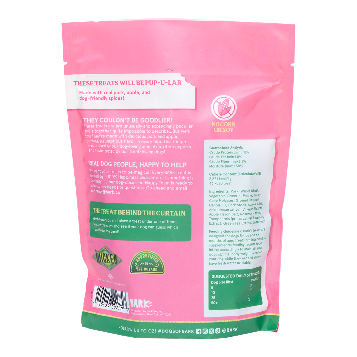 Wicked: Pork & Apple Recipe Dog Treats, 4 oz