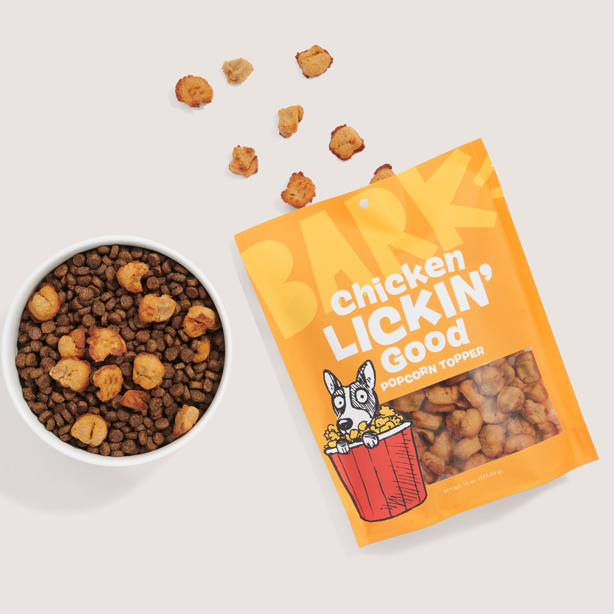 Chicken Lickin Good Popcorn Dog Food Topper