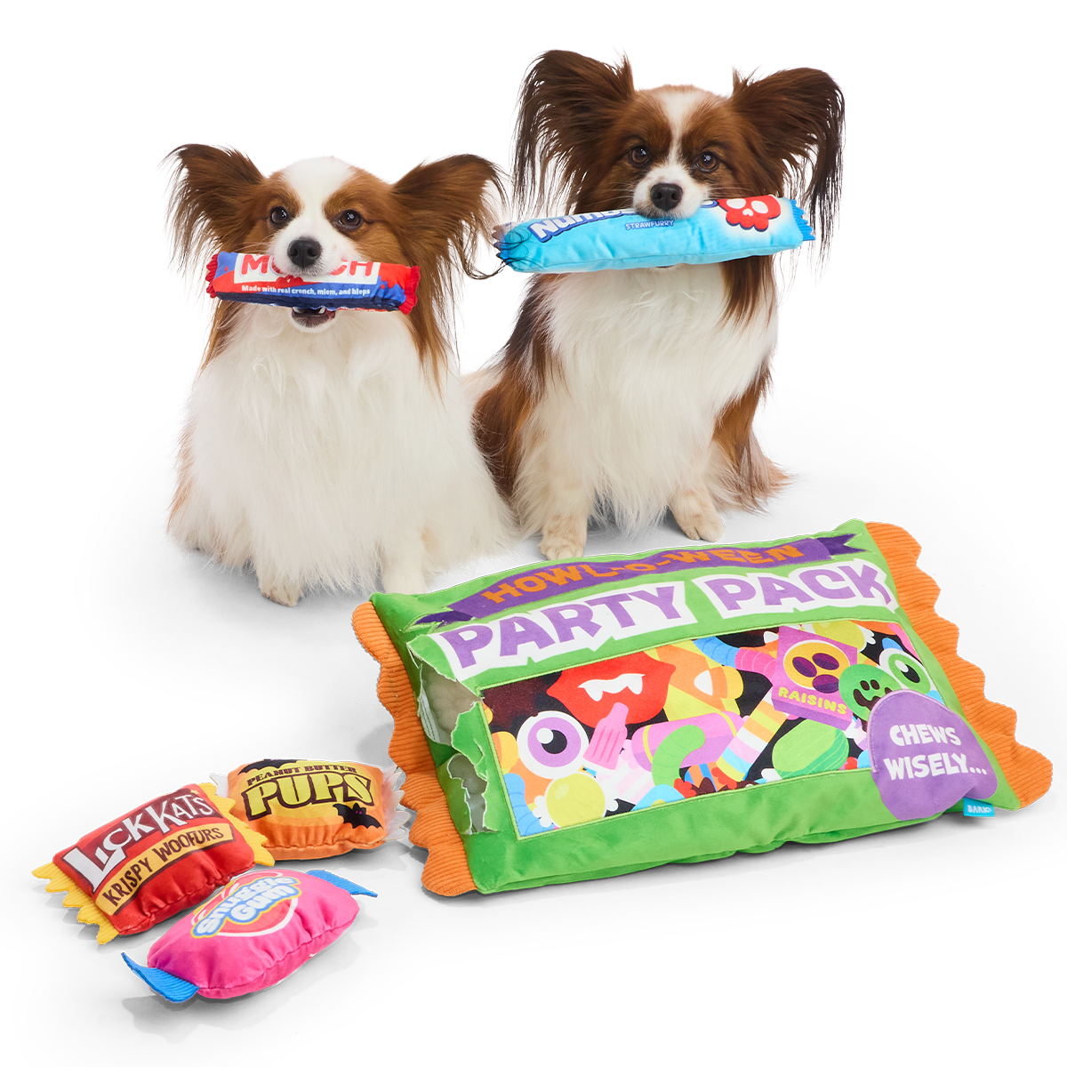 Chomp-Size Candy Pack Plush Extra-Large + 2-in-1 Dog Toy