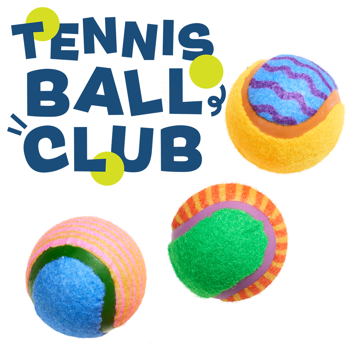 Tennis Ball Club, 3 Squeaky Monthly Tennis Ball Dog Toys