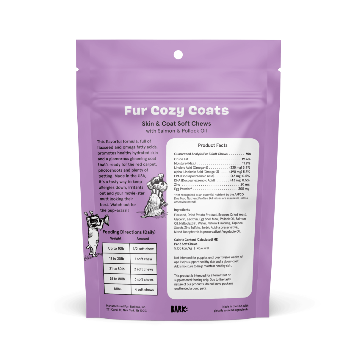 Fur Cozy Coats: Skin and Coat Soft Chews Dog Treat Supplements