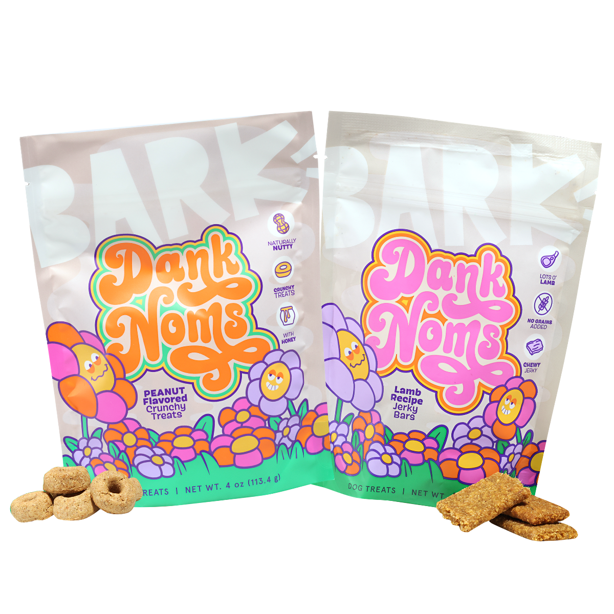 Dank Noms Peanuts, Lamb, Hard, Crunchy, Jerky Dog Treats, 2 Pack