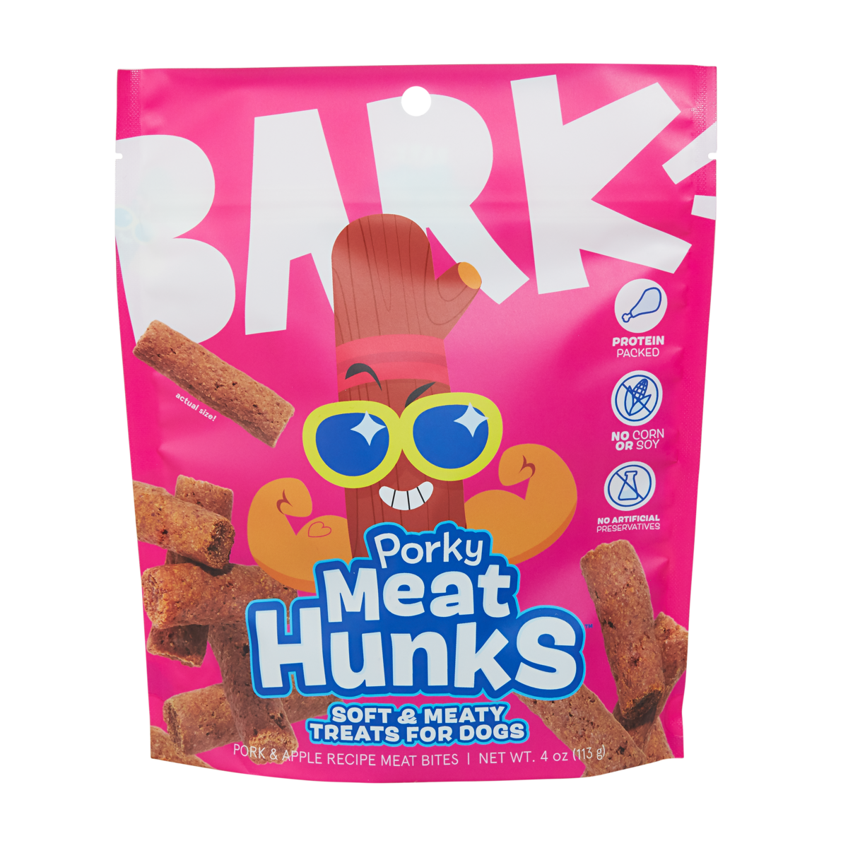 Porky Meat Hunks Dog Treats, 4oz