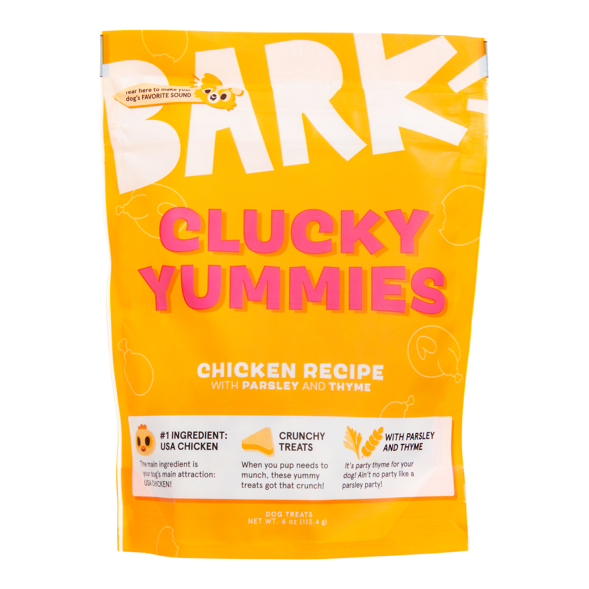 Clucky Yummies Chicken Crunchy Dog Treats, 4 oz