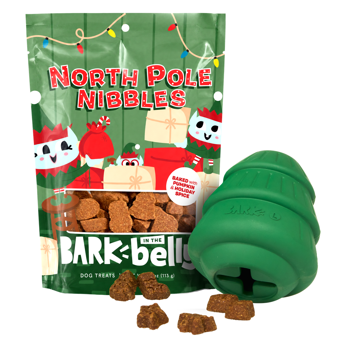 O'Christmas Tree Dog Toy and Dog Treat Bundle