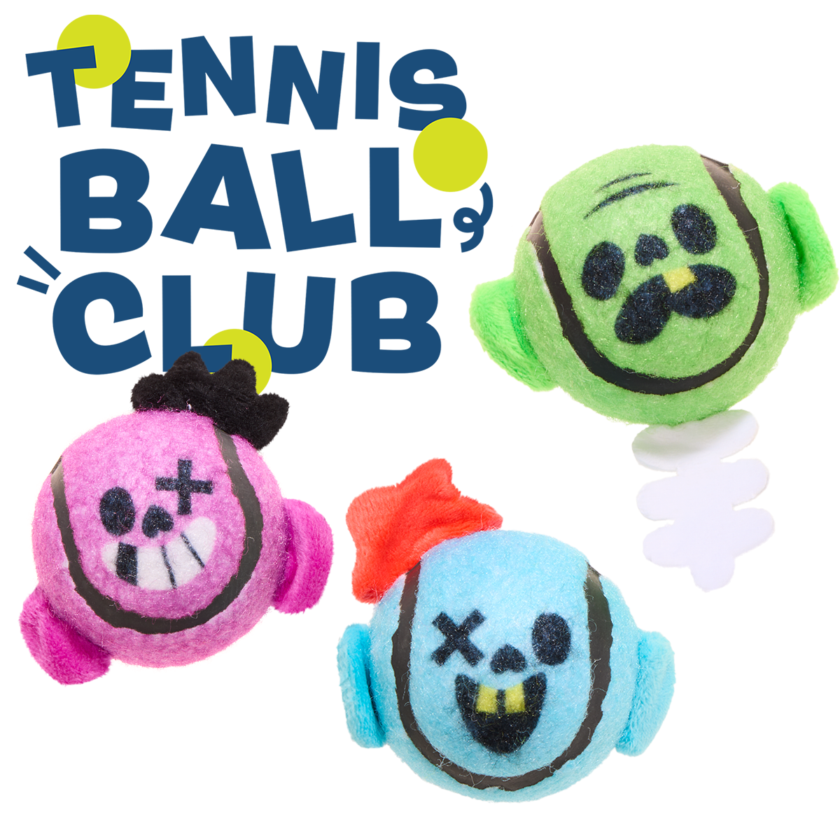 Tennis Ball Club, 3 Squeaky Monthly Tennis Ball Dog Toys