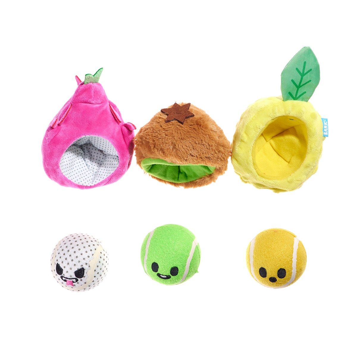 Fruity Cutie Tropical Trio Plush Multi-Part + Fetch Dog Toy