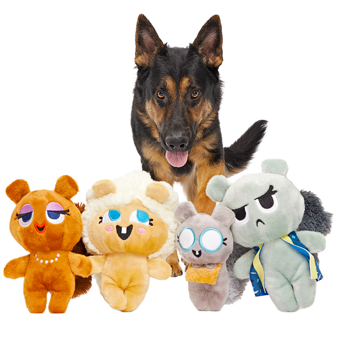 Golden Squirrels Plush Multi-Part Dog Toy