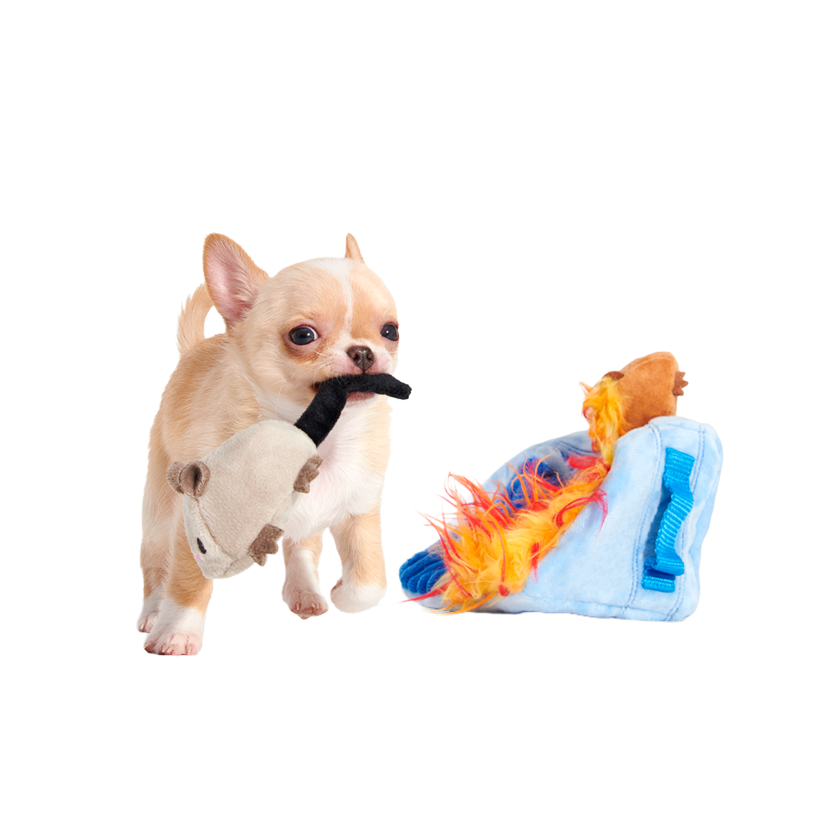 Hide n' Squeak Dumpster Fire Plush Multi-Part + Enrichment Dog Toy