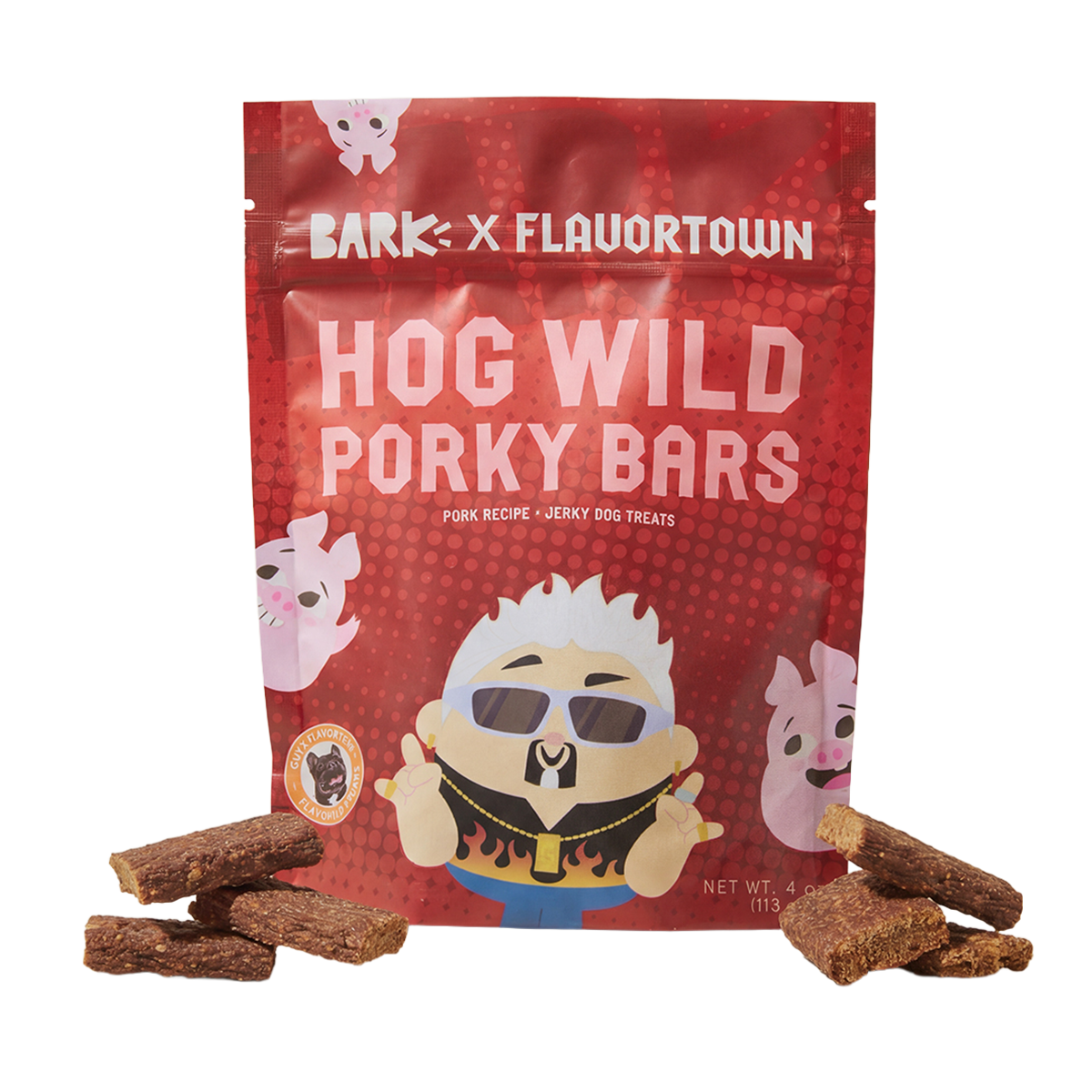 Hog Wild Porky Bars Jerky Dog Treats, 4 oz